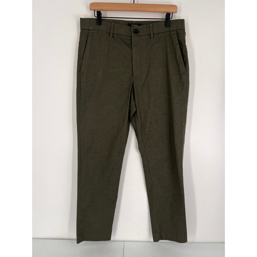 Banana Republic Men 32 Core Temp Chino‎ Pants Slim Fit Olive Green Stretch - Picture 10 of 10